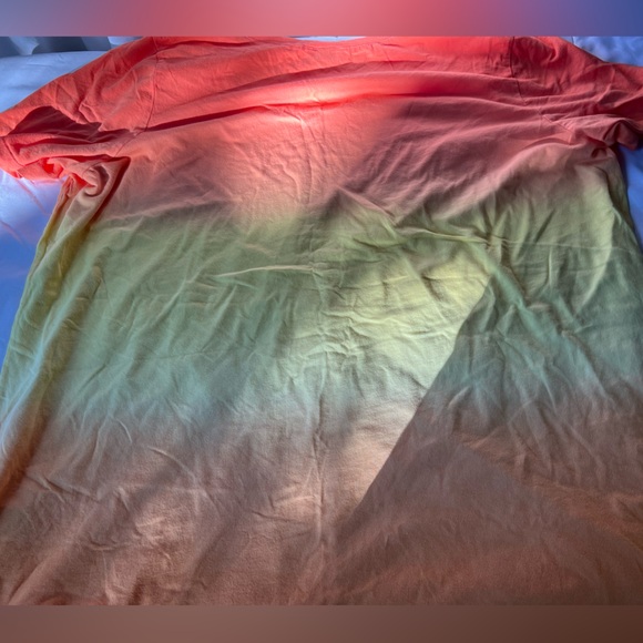 Avenue Women’s Orange Yellow Ombre with Embellishment cotton Short Sleeve Tee - Picture 2 of 5